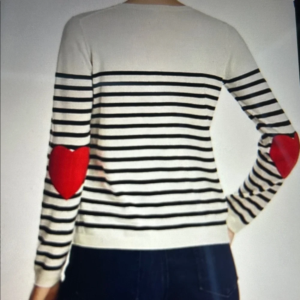 Kate Spade Broome Street Heart Patch Striped Sweater, XS